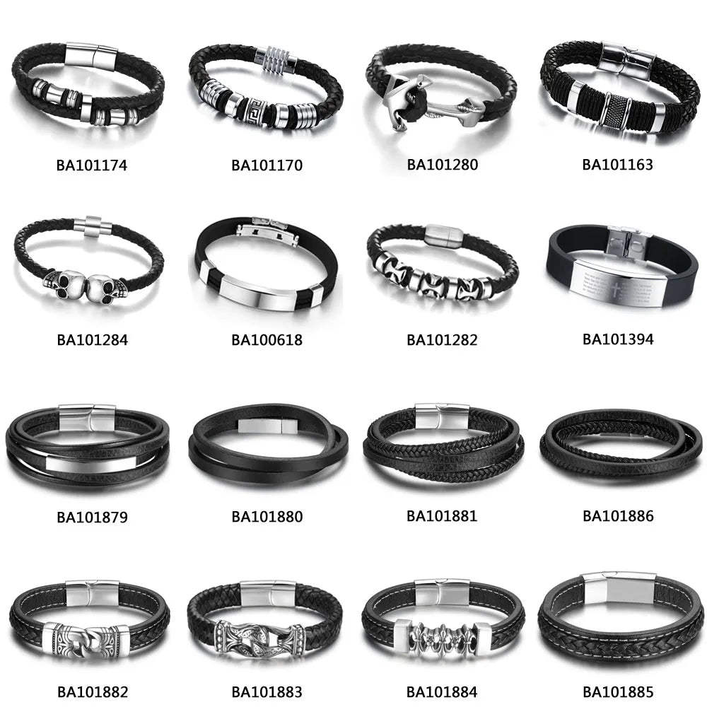 Genuine Leather Bracelets For Men Stainless Steel Bracelets & Bangles Fashion  Accessorise Father's Day Gift (JewelOra BA101879)