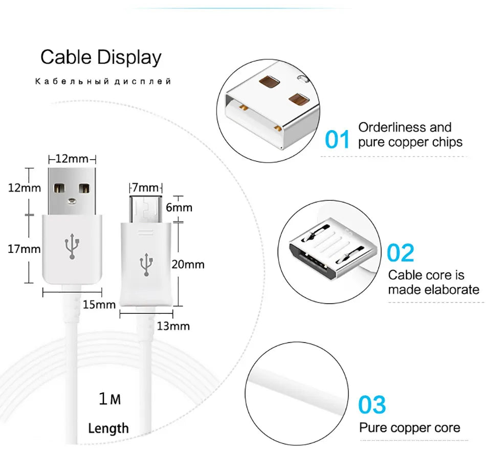 For Samsung Galaxy S3 S4 S6 S7 Edge Note 4 5 J2 J3 J5 J7 2016 2017 Charger Travel Adapter EU US 1m USB Cable Charging For Xiaomi