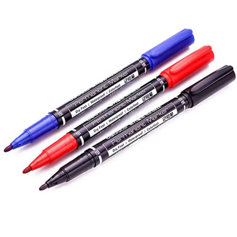 9pcs/Set Twin Tip Permanent Markers,  Black, Red,Blue Ink, 0.5mm-1mm pens for School Office Supplies Student Stationery