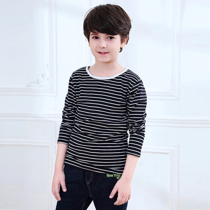 2-12 Yrs Kids Cotton Long Sleeve T Shirts Striped Boys Girls Basic Tops Tees Children Autumn Clothes T-shirt Sweatshirt