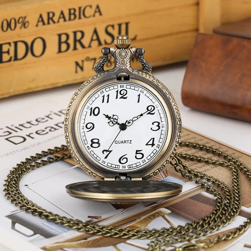 Fiercely Animal Leopard Head Figure Quartz Pocket Watch Retro Necklace Bronze Pendant Chain Watch FOB Clocks Reloj de madera