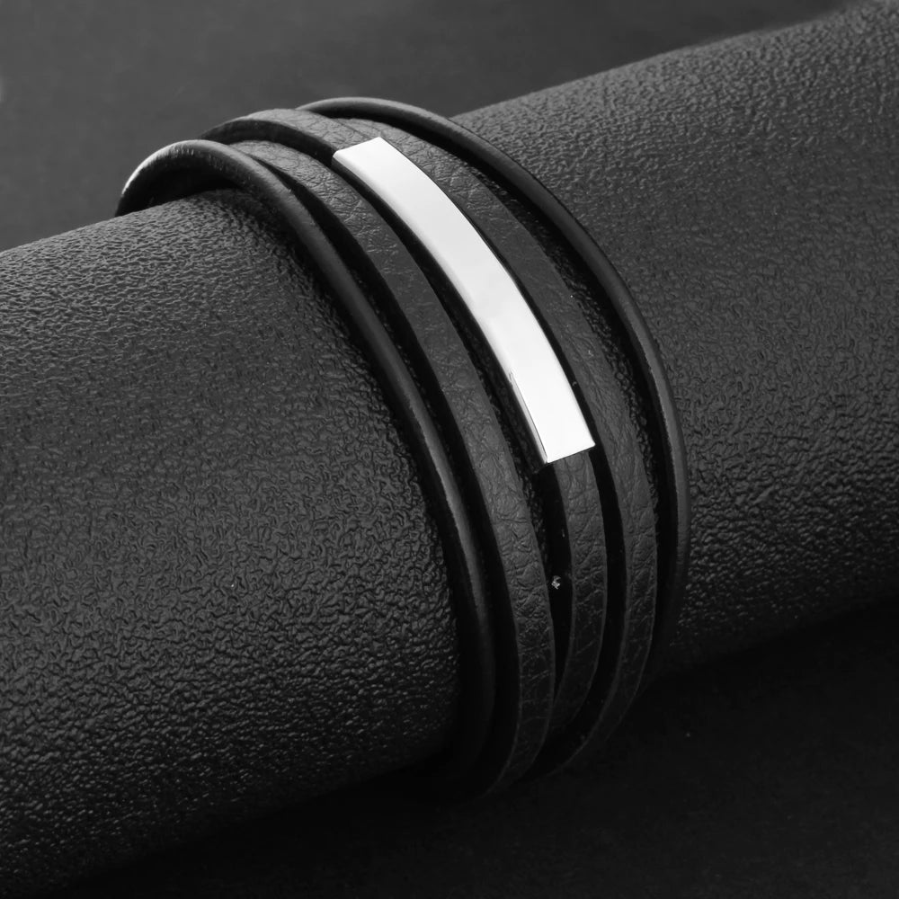 Genuine Leather Bracelets For Men Stainless Steel Bracelets & Bangles Fashion  Accessorise Father's Day Gift (JewelOra BA101879)