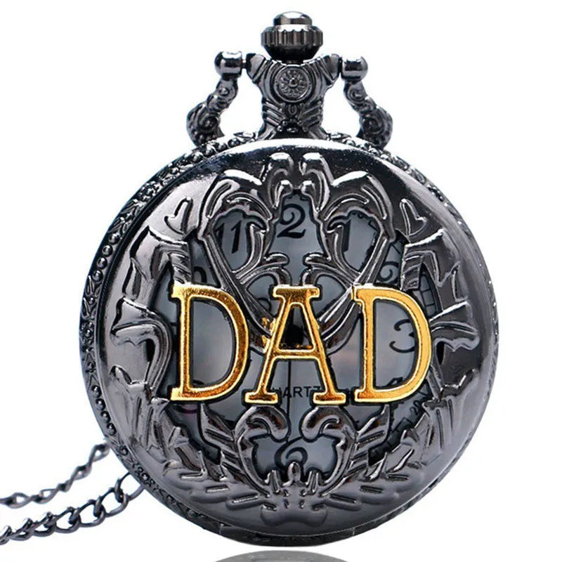 Dad Gifts Series Retro DAD Quartz Pocket Watch Casual Necklace Pendant Antique Style Steampunk Men Chain Watch Father's Day Gift