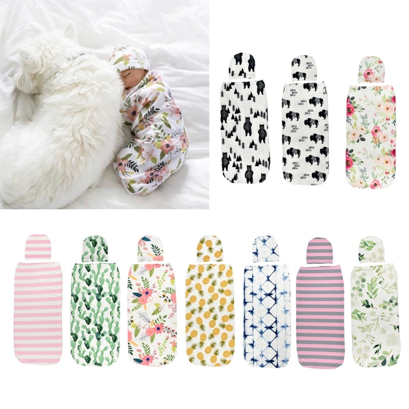 Baby Swaddle Blanket +Cap Newborn Cocoon Wrap Cotton Sack Bedding Swaddling Bag - RY MARKET PLACE