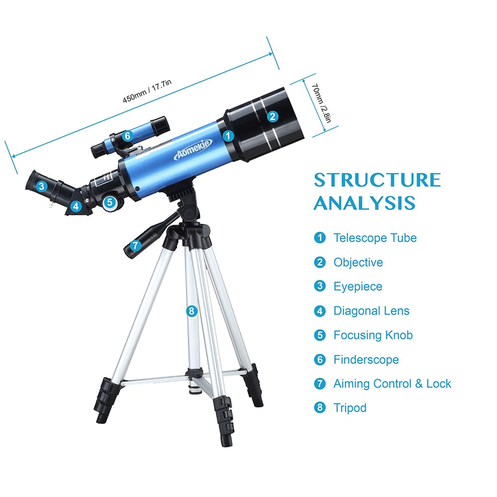 F40070M Telescope Astronomical Monocular With Tripod Refractor Spyglass Zoom High Power Powerful For Astronomic Space - RY MARKET PLACE