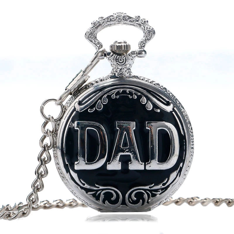 Dad Gifts Series Retro DAD Quartz Pocket Watch Casual Necklace Pendant Antique Style Steampunk Men Chain Watch Father's Day Gift