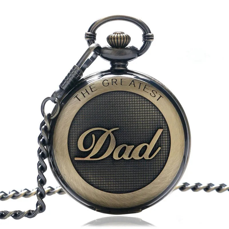 Dad Gifts Series Retro DAD Quartz Pocket Watch Casual Necklace Pendant Antique Style Steampunk Men Chain Watch Father's Day Gift