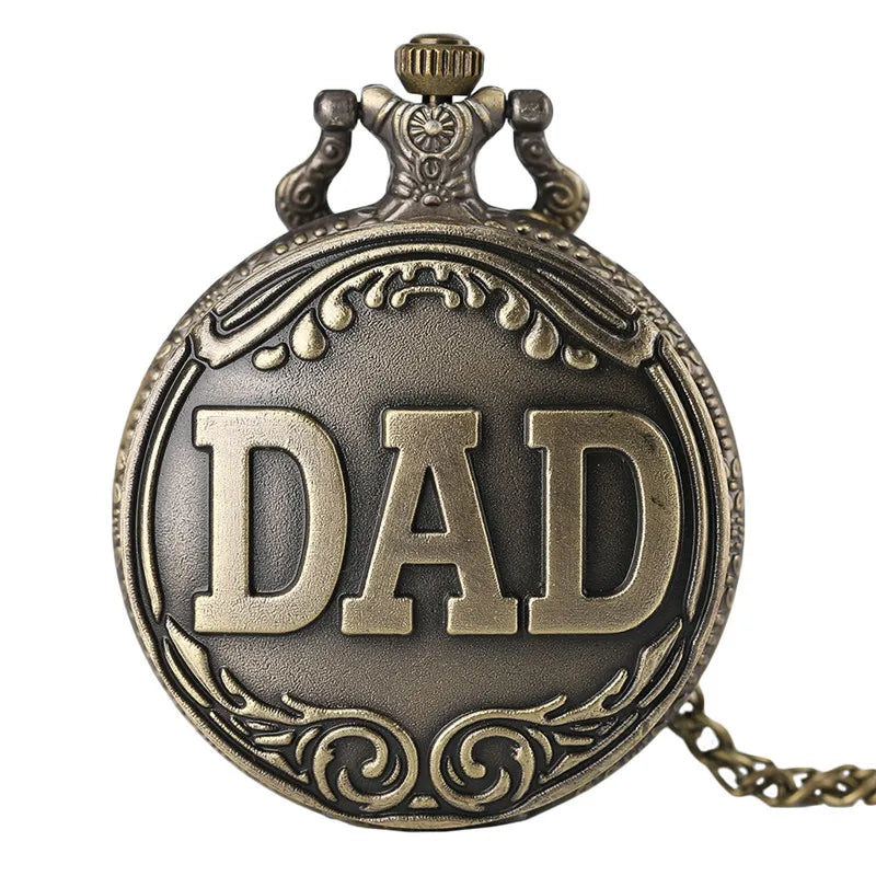 Dad Gifts Series Retro DAD Quartz Pocket Watch Casual Necklace Pendant Antique Style Steampunk Men Chain Watch Father's Day Gift