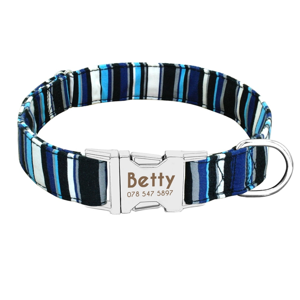 Dog Collar Personalized Nylon Pet Dog Tag Collar Custom Puppy Cat Nameplate ID Collars Adjustable For Medium Large Dogs Engraved - RY MARKET PLACE