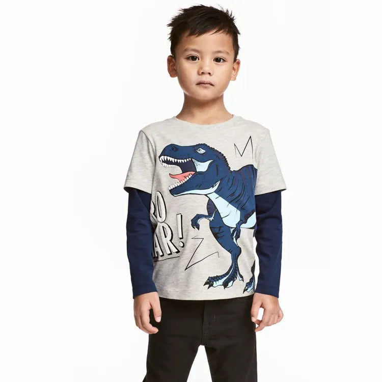 Children Boys Girls Clothing Toddler Kids Long Sleeves T-shirts For Girls Boys Tops Tees Baby Dinosaur T Shirt Casual Clothes