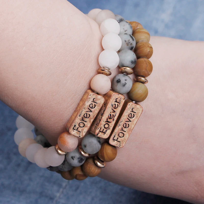 colorful nature stone bracelet love mom dad forever bracelets for parents patience mother resilience chain strong daddy jewelry