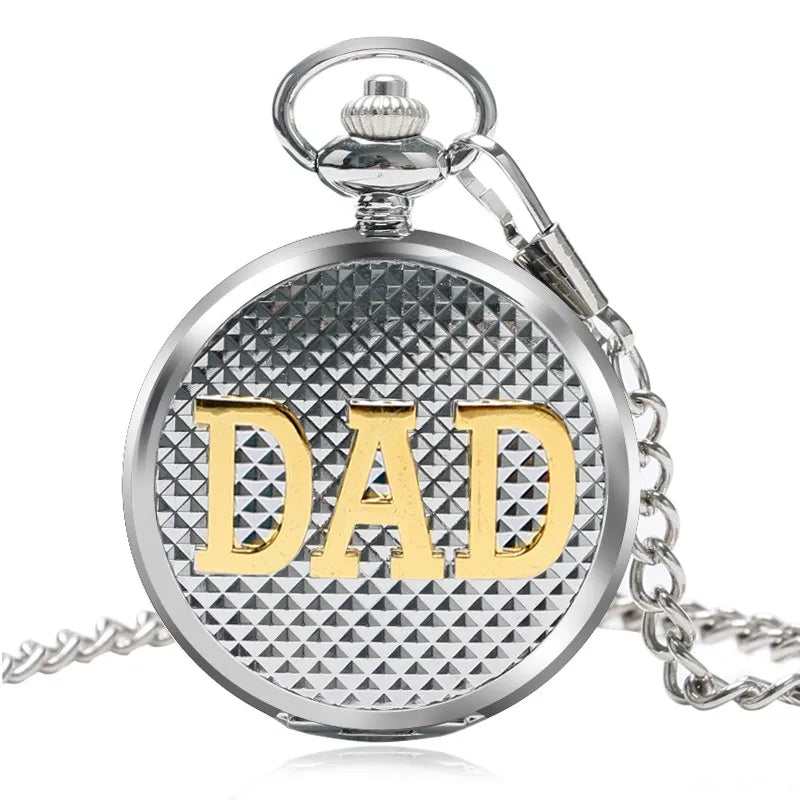 Dad Gifts Series Retro DAD Quartz Pocket Watch Casual Necklace Pendant Antique Style Steampunk Men Chain Watch Father's Day Gift