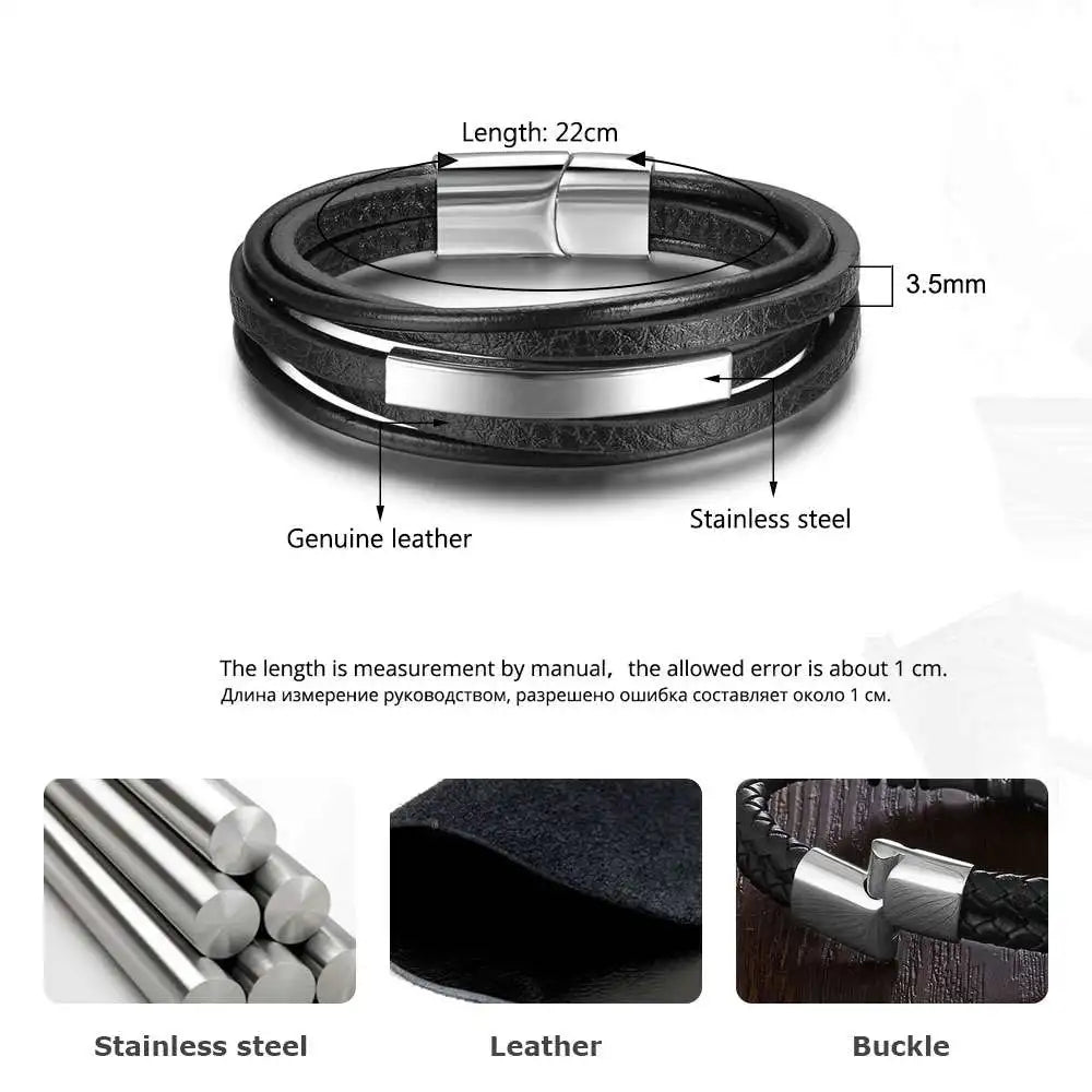 Genuine Leather Bracelets For Men Stainless Steel Bracelets & Bangles Fashion  Accessorise Father's Day Gift (JewelOra BA101879)