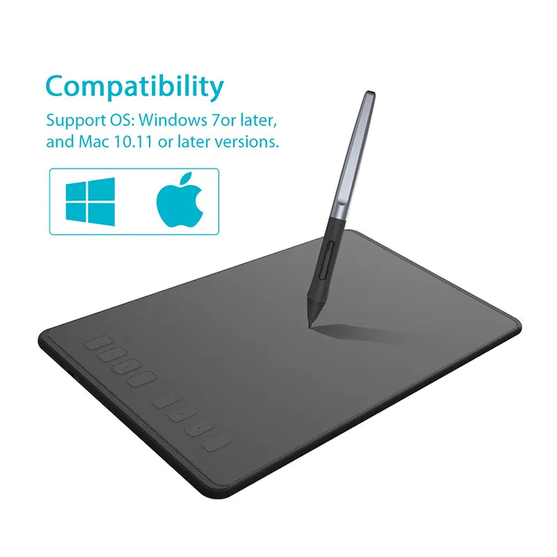 HUION 9 Inch Graphic Tablet H950P 8 Press Keys Digital Drawing Pen Tablet with 8192 Levels Battery-Free Stylus Tilt Function - RY MARKET PLACE