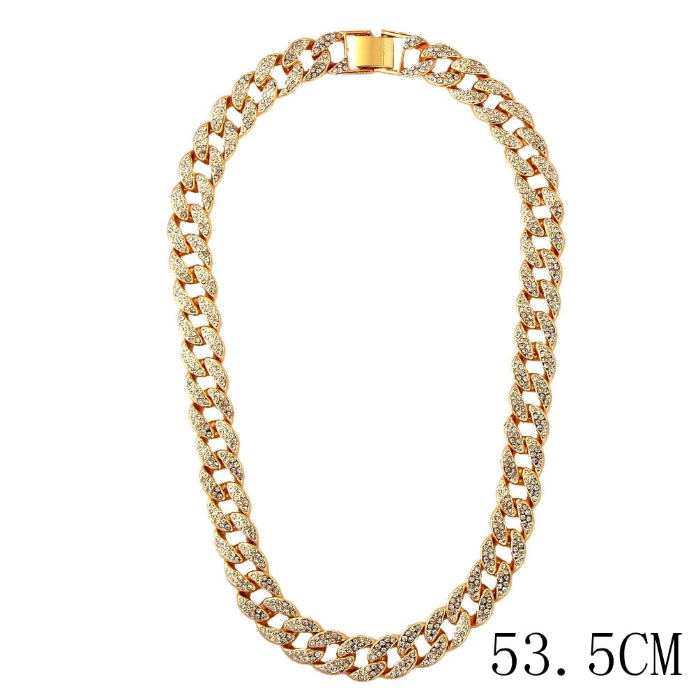 15mm Cuban Link Chains Necklace Fashion Hiphop Jewelry For Women Men Bling Iced Out  Full Rhinestone Rapper Necklaces Collar - RY MARKET PLACE