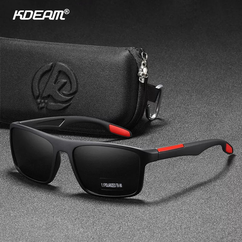 KDEAM Rectangular Ultra Light Sunglasses Men Polarized TAC 1.1mm Thickness Lens Driving Sun Glasses Women Sports Cat.3