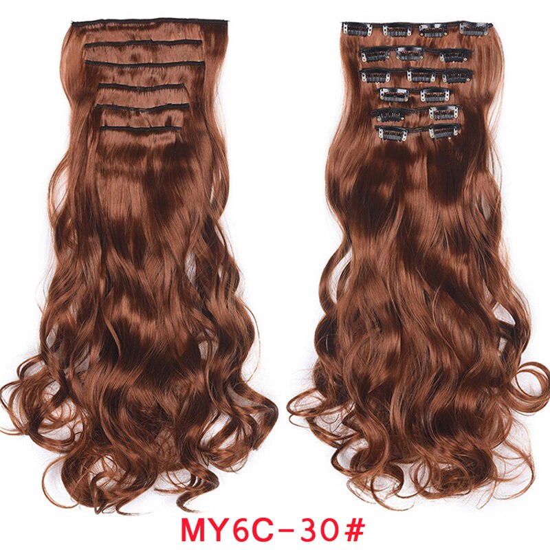 Clip In Hair Extension 20Inch 16 Clips Long Synthetic Hair Heat Resistant Hairpiece Natural Wavy Ombre Hair Piece 6Pcs/Set LIHUI - RY MARKET PLACE