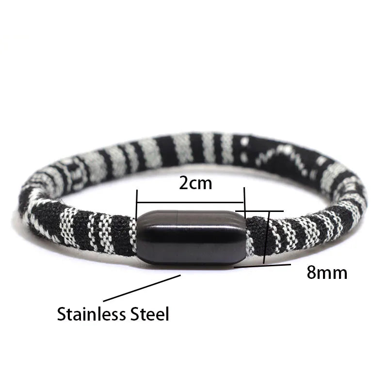 Bohemia Bracelet Homme Female Stainless Steel Braclet With Magnet Minimalist 8mm Rope Turkish Braslet Gift For Couple Love Joyas