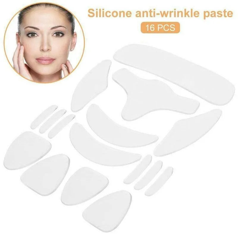 16pcs Reusable Silicone Patches Anti Rimpel Pads Silicone Wrinkle Removal Sticker Face Forehead Neck Eye Sticker Skin Care Patch