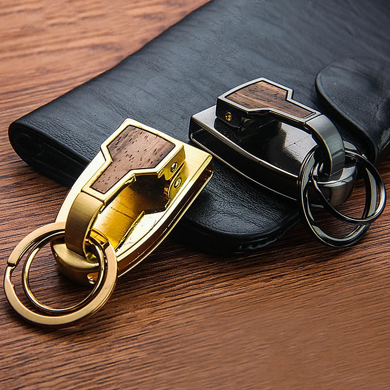 Luxury Key Chain Clip Holder Belt Hanging Keychains High-quality Car Key Ring Holders Buckle Wood Men Best Father's Day Gift