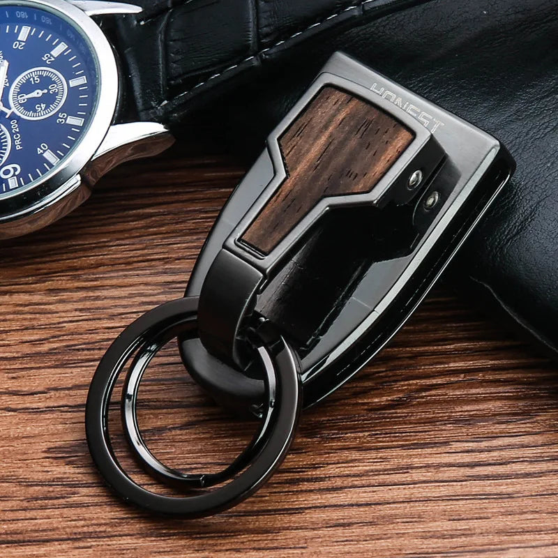 Luxury Key Chain Clip Holder Belt Hanging Keychains High-quality Car Key Ring Holders Buckle Wood Men Best Father's Day Gift