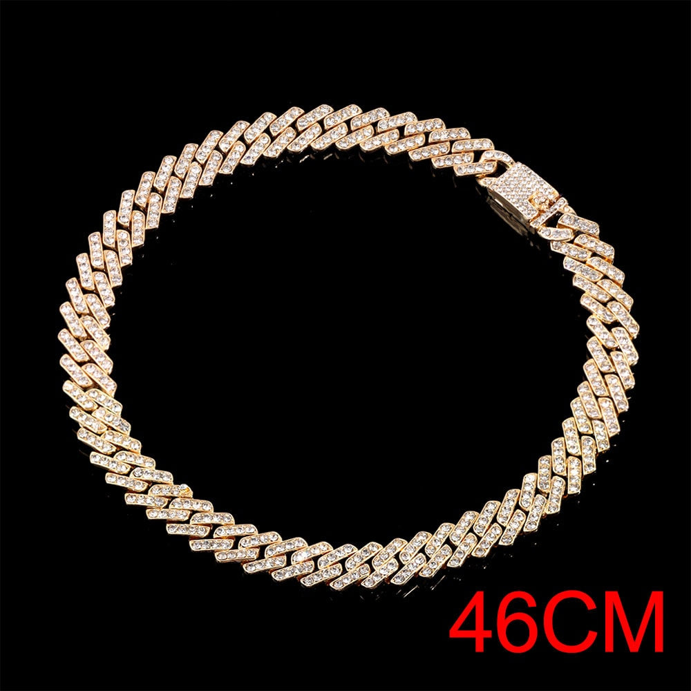 15mm Cuban Link Chains Necklace Fashion Hiphop Jewelry For Women Men Bling Iced Out  Full Rhinestone Rapper Necklaces Collar - RY MARKET PLACE