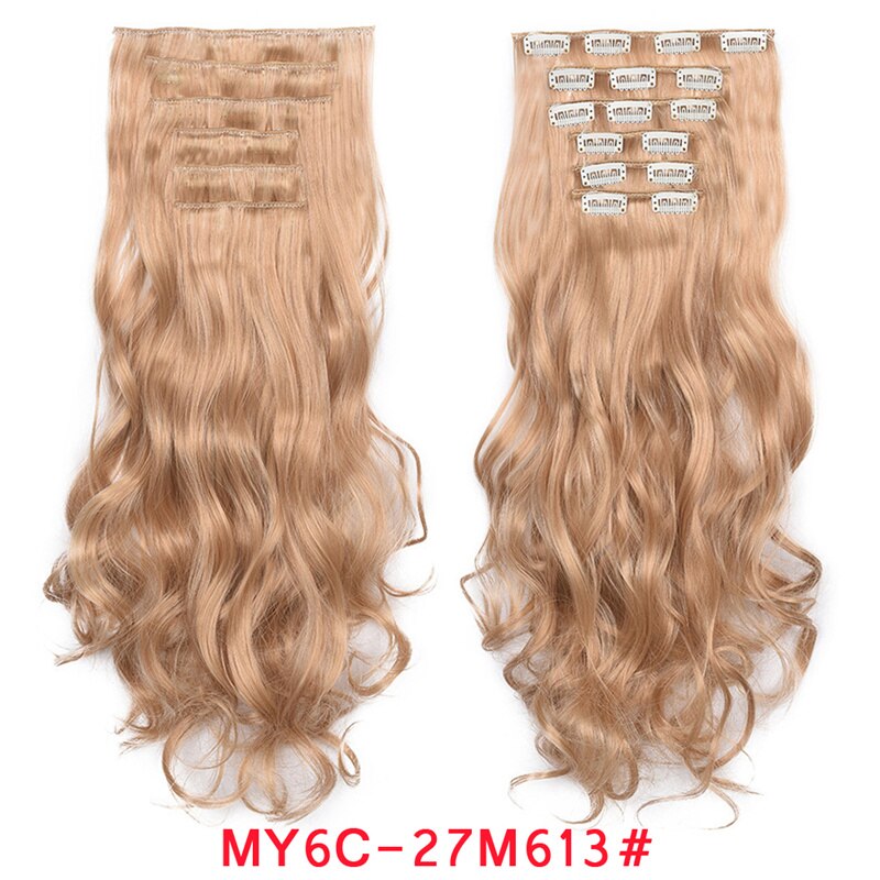 Clip In Hair Extension 20Inch 16 Clips Long Synthetic Hair Heat Resistant Hairpiece Natural Wavy Ombre Hair Piece 6Pcs/Set LIHUI - RY MARKET PLACE