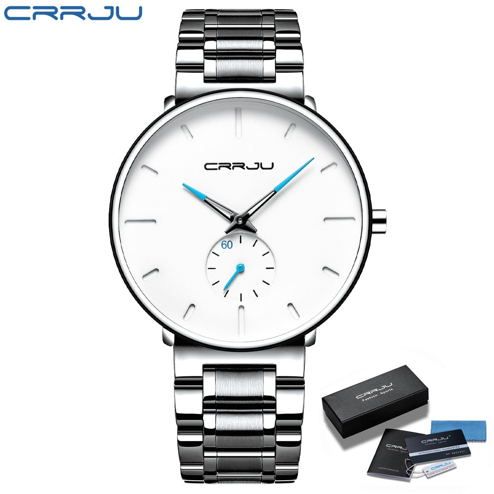 CRRJU Mens Watches Stainless Steel Men's Wrist Watch Casual Luxury Waterproof Sport Watch for Men Quartz Watch Relogio Masculino - RY MARKET PLACE