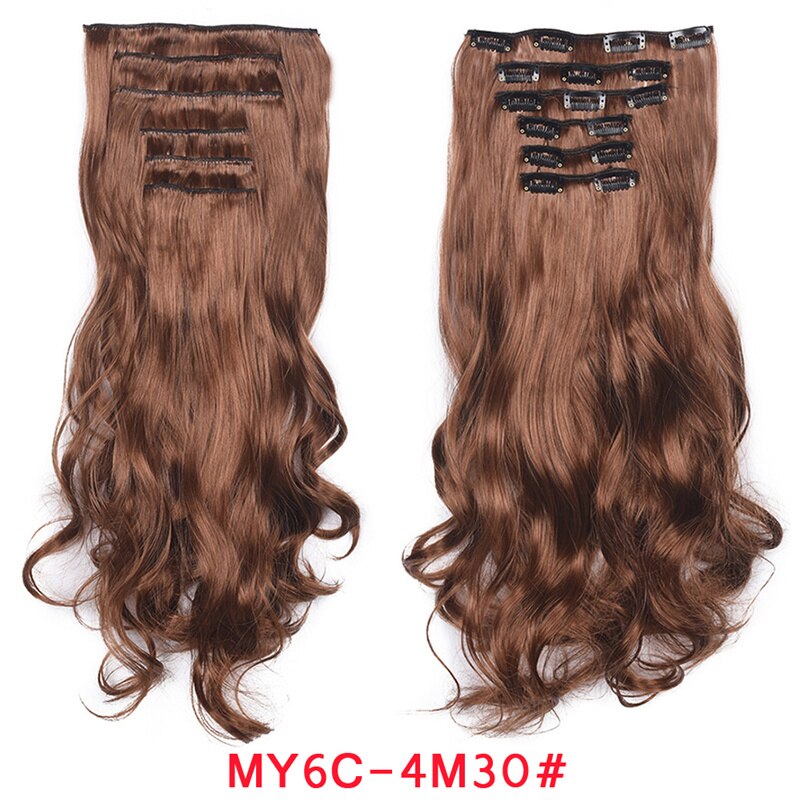 Clip In Hair Extension 20Inch 16 Clips Long Synthetic Hair Heat Resistant Hairpiece Natural Wavy Ombre Hair Piece 6Pcs/Set LIHUI - RY MARKET PLACE