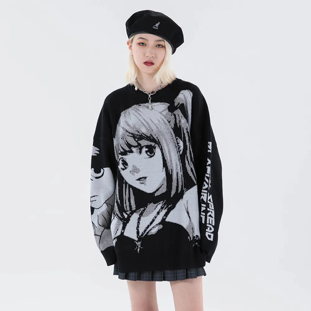 2000s Vintage Knitted Harajuku Kawaii Winter Clothes Women Oversized Sweaters Gothic Long Sleeve Tops Goth Y2k Streetwear Men - RY MARKET PLACE