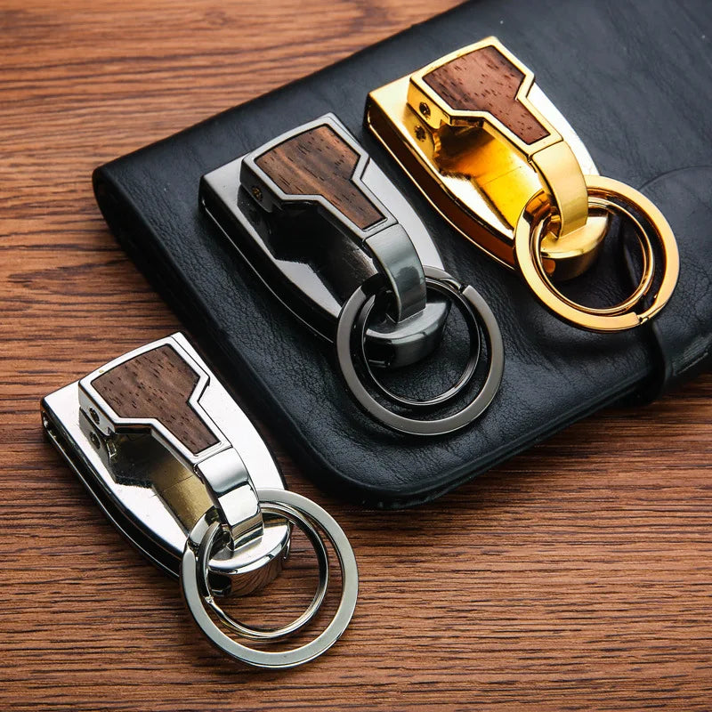 Luxury Key Chain Clip Holder Belt Hanging Keychains High-quality Car Key Ring Holders Buckle Wood Men Best Father's Day Gift