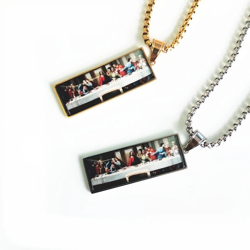 New model Last Supper Pendant Jesus Gold Silver color Charm Necklace Fashion For Men Father's Day Gift Hip Hop Jewelry