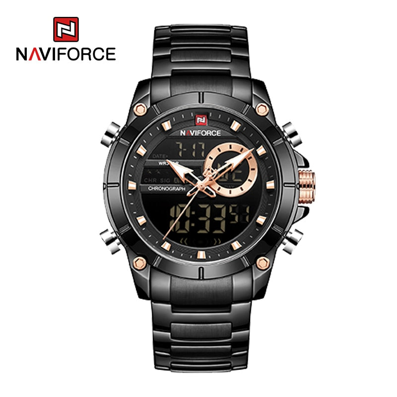 NAVIFORCE Luxury Original Sports Wrist Watch For Men Quartz Steel Waterproof Digital Fashion Watches Male Relogio Masculino 9163 - RY MARKET PLACE