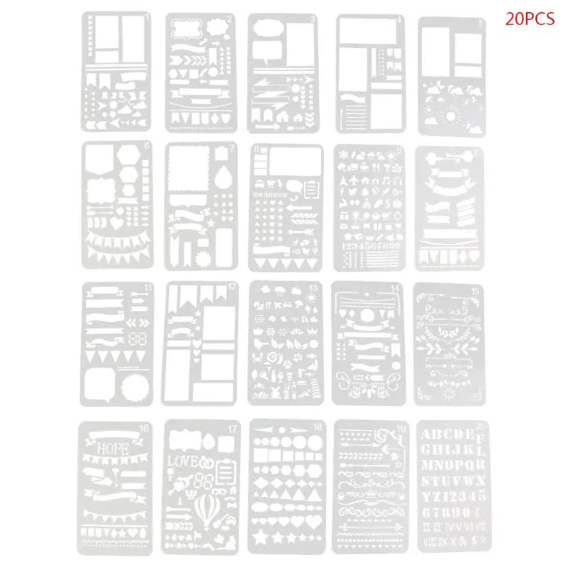 20Pcs Drawing Template Stencils Journal Notebook Diary Scrapbooking A5 DIY Stationery School Office Supplies