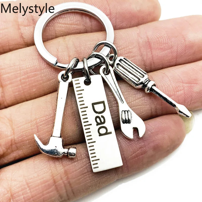 2019 Men Keyring Dad/Grandpa Stainless Steel keychain Fix-Tool Screwdriver Wrench Ruler Father's-Day Gift Key Chain Jewelry