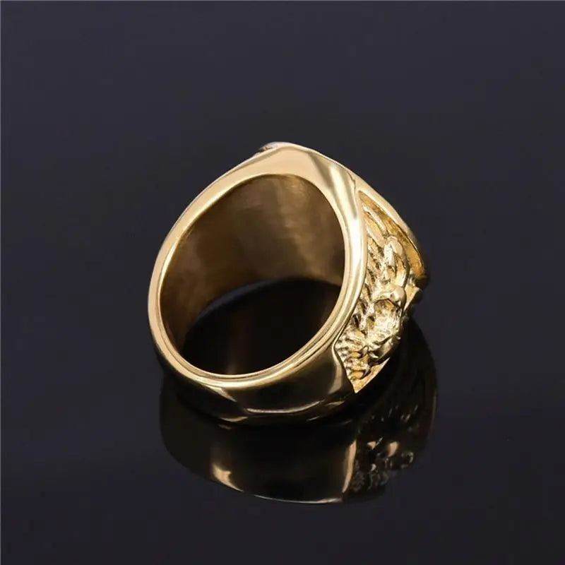 Classic Vintage Gold Plated Battleship Anchor Ring Men Travel Nautical Accessories Father's Day Gift