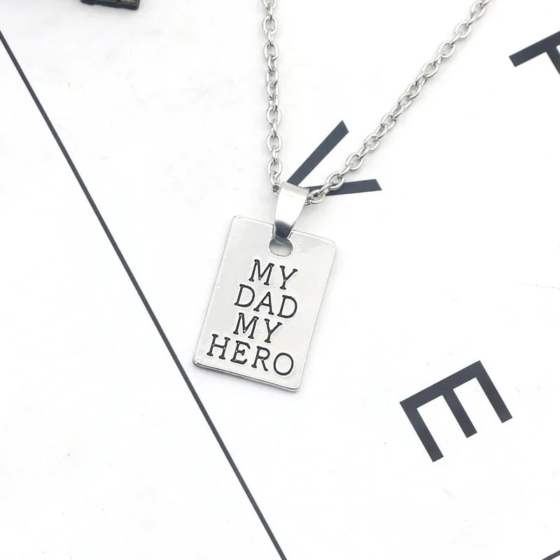 Hot Sale Father's Day Gifts My Dad My Hero Pendant Necklace Chains Father Daddy jewelry