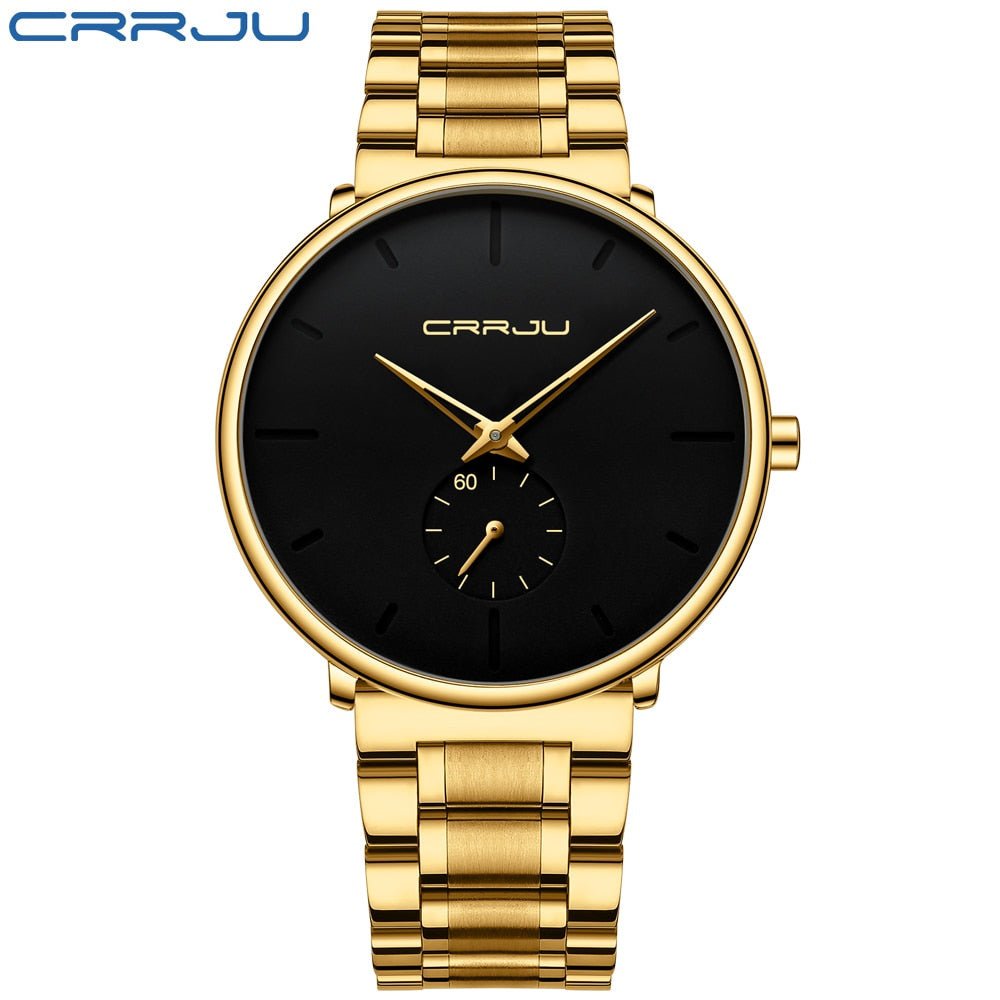 CRRJU Mens Watches Stainless Steel Men's Wrist Watch Casual Luxury Waterproof Sport Watch for Men Quartz Watch Relogio Masculino - RY MARKET PLACE