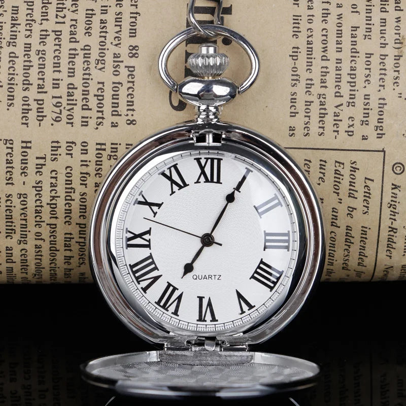 Engraved DAD Quartz Pocket Watch Vintage Necklace Pendant Bronze Mens Father's Day Gift