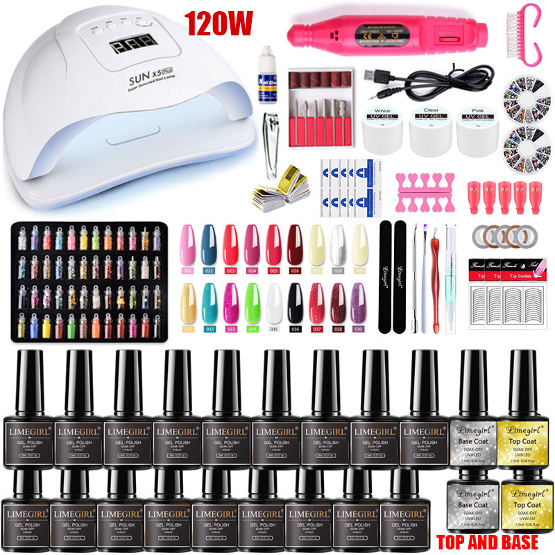 Manicure Set for Nail Extensions Gel Nail Polish Set Acrylic Kit Poly Nail Gel Set With UV LED Nail Lamp Gel Kits Nail Tools Set - RY MARKET PLACE