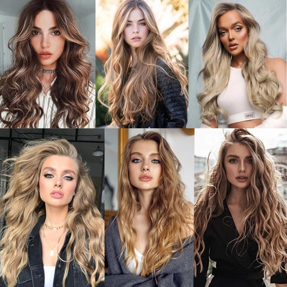 Clip In Hair Extension 20Inch 16 Clips Long Synthetic Hair Heat Resistant Hairpiece Natural Wavy Ombre Hair Piece 6Pcs/Set LIHUI - RY MARKET PLACE