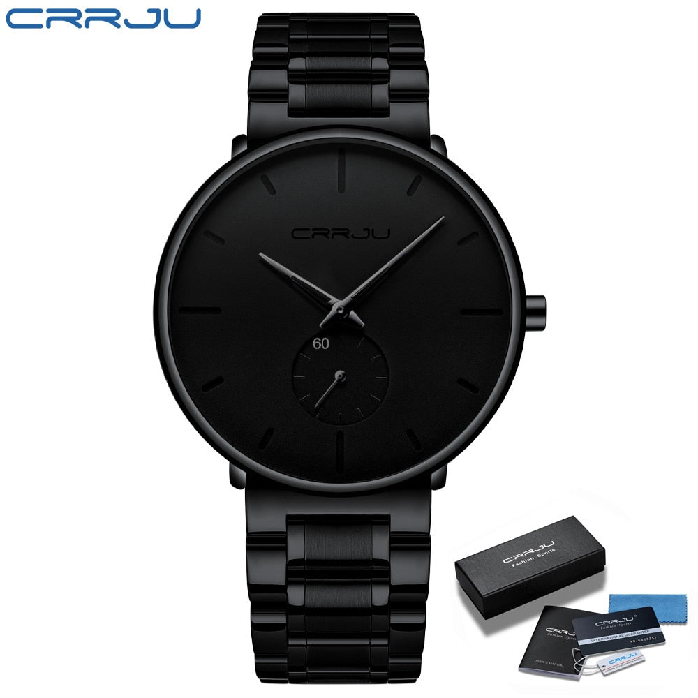 CRRJU Mens Watches Stainless Steel Men's Wrist Watch Casual Luxury Waterproof Sport Watch for Men Quartz Watch Relogio Masculino - RY MARKET PLACE