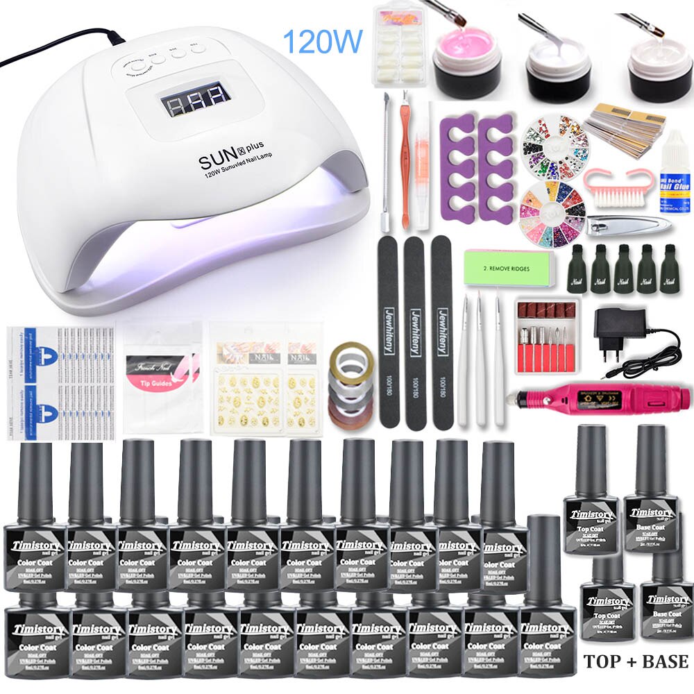 Manicure Nail Set 30/20/10 gel Nail Polish Set Kit 120W UV LAMP Set Electric Nail Drill Nail Art Manicure Set Nail Extension Kit - RY MARKET PLACE