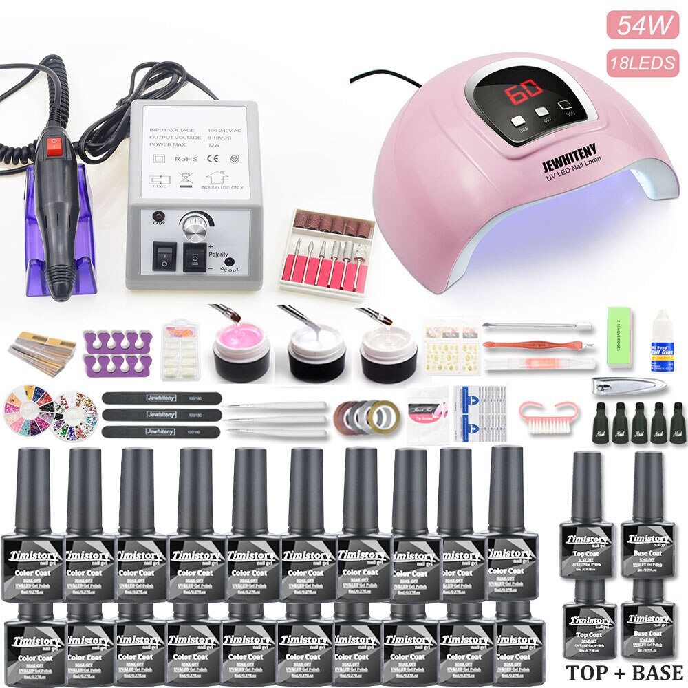 Manicure Nail Set 30/20/10 gel Nail Polish Set Kit 120W UV LAMP Set Electric Nail Drill Nail Art Manicure Set Nail Extension Kit - RY MARKET PLACE