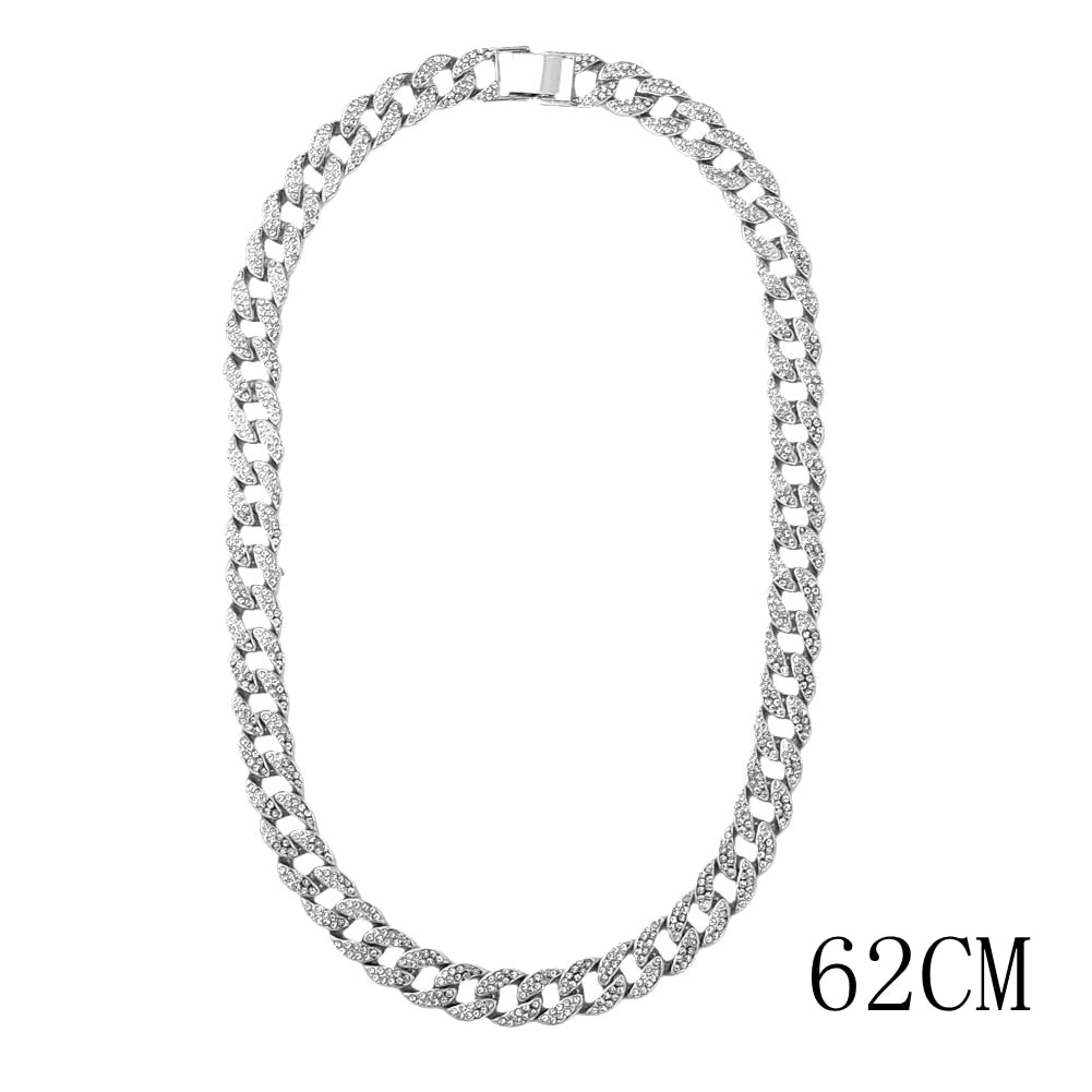 15mm Cuban Link Chains Necklace Fashion Hiphop Jewelry For Women Men Bling Iced Out  Full Rhinestone Rapper Necklaces Collar - RY MARKET PLACE