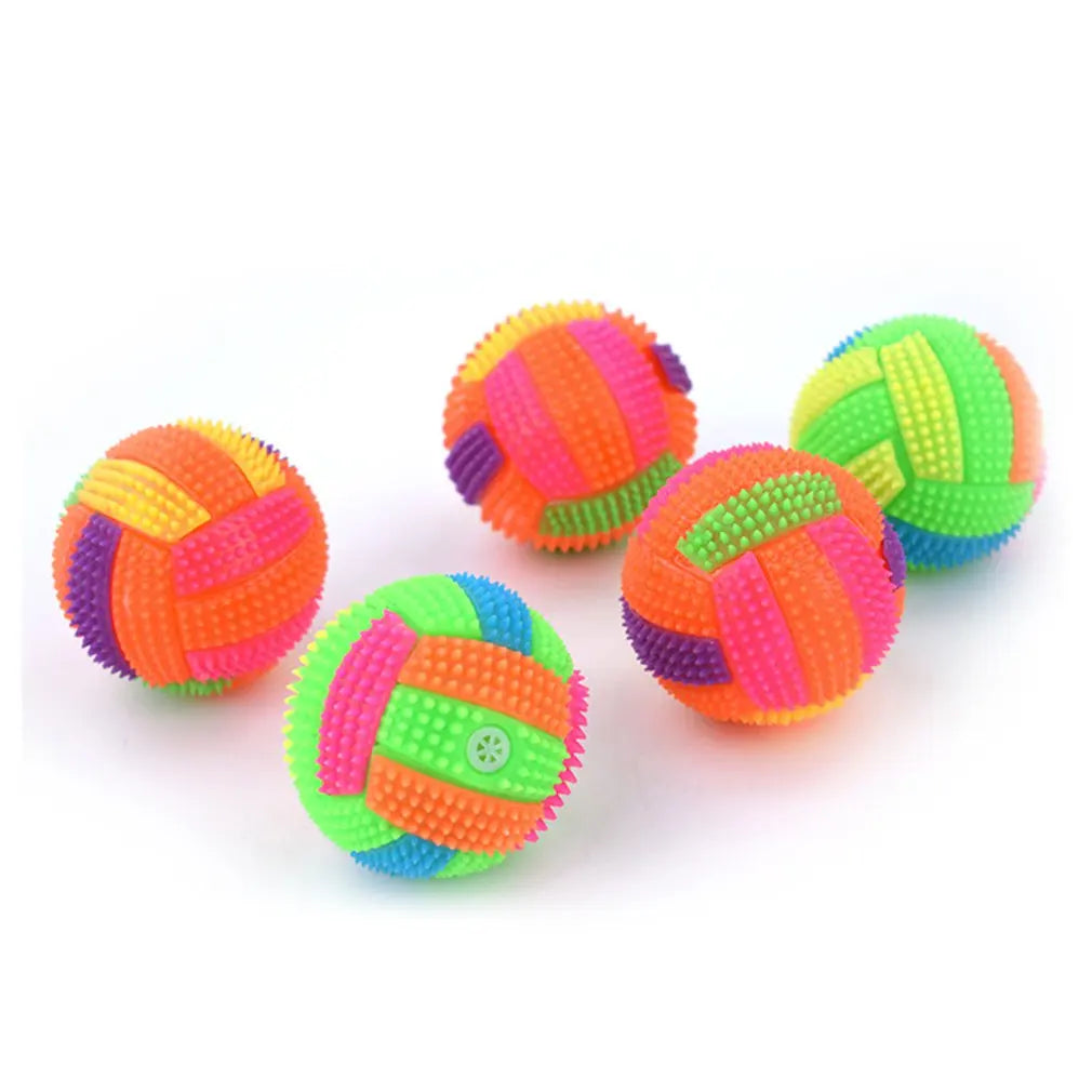 Pet Dog Toys Interactive Elasticity Rubber Balls Cat Dog Chew Toys Flashing Bouncy Volleyball Ball LED Light Hedgehog Bouncing