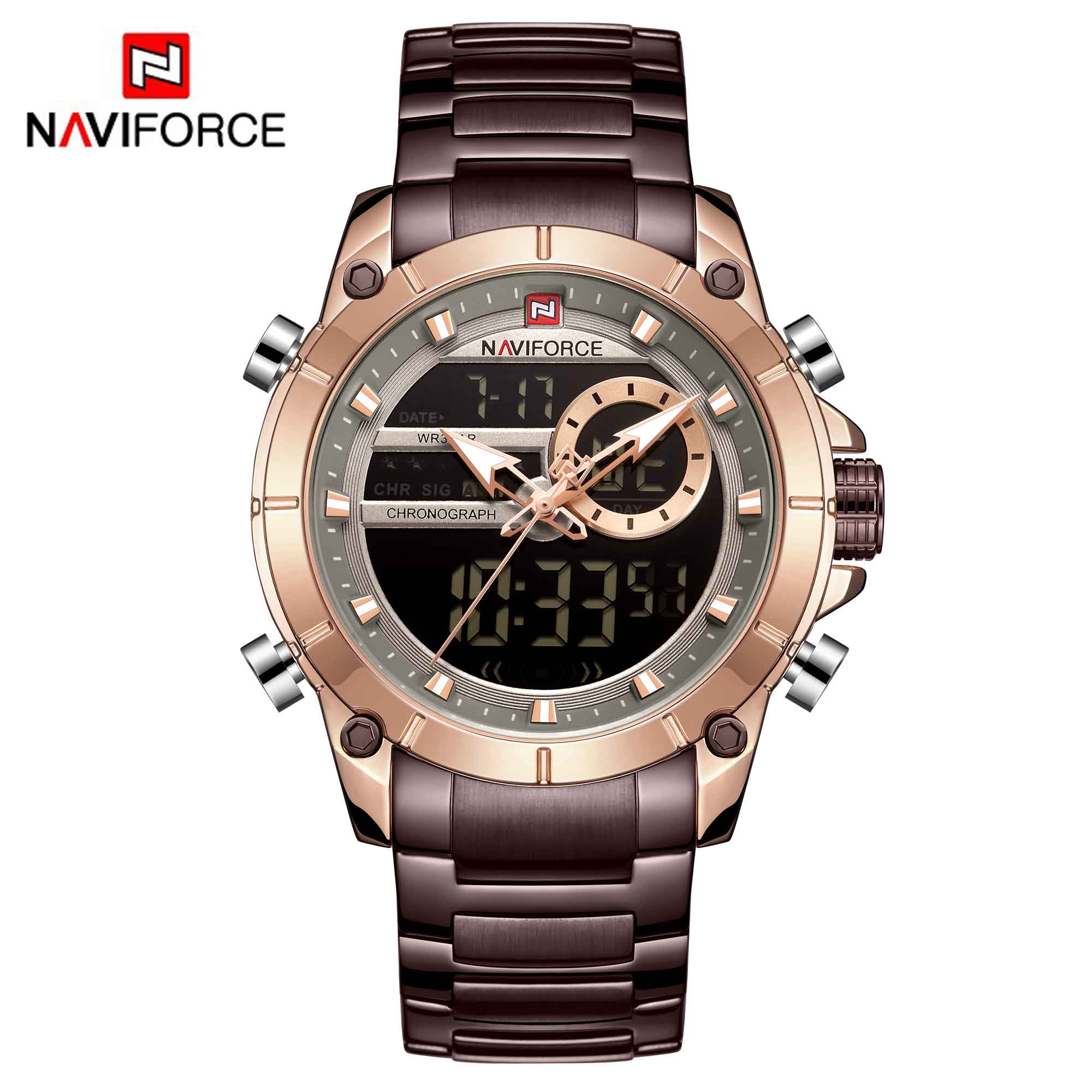 NAVIFORCE Luxury Original Sports Wrist Watch For Men Quartz Steel Waterproof Digital Fashion Watches Male Relogio Masculino 9163 - RY MARKET PLACE