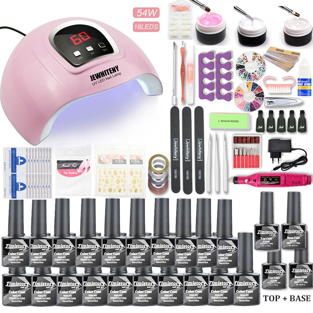 Manicure Nail Set 30/20/10 gel Nail Polish Set Kit 120W UV LAMP Set Electric Nail Drill Nail Art Manicure Set Nail Extension Kit - RY MARKET PLACE