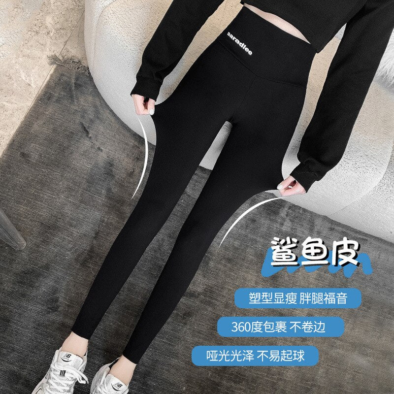 Women's Leggings Ants Shark Skin High Waist Hip Lifting Abdomen Black Winter Warm Thickened Elastic Yoga Pants Plush Lining - RY MARKET PLACE