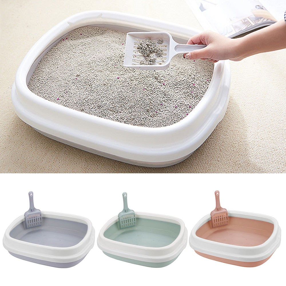 Cat Litter Box 1 Set Excrement Training Sand Litter Box Cat Dog Tray with Scoop Pet Toilet Bedpan Anti-Splash Dog Toilet - RY MARKET PLACE